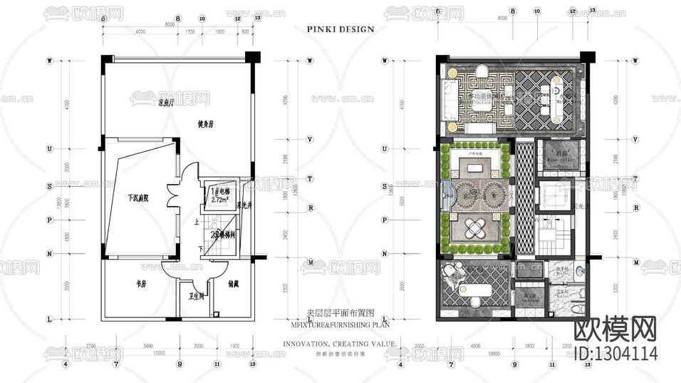 別墅cad施工圖下載(渲染圖1)