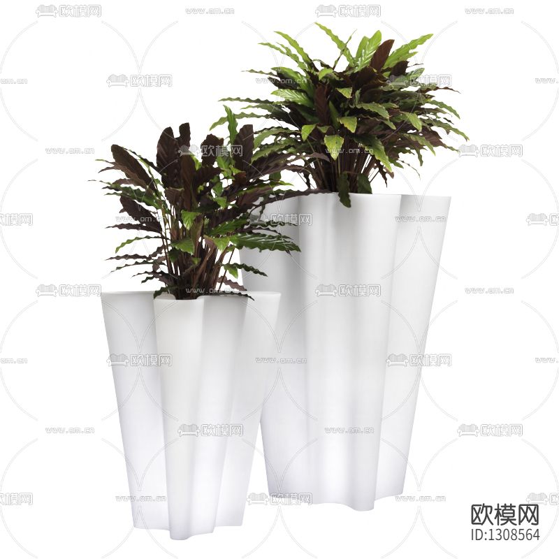 现代简约陶瓷花瓶摆放绿植下载