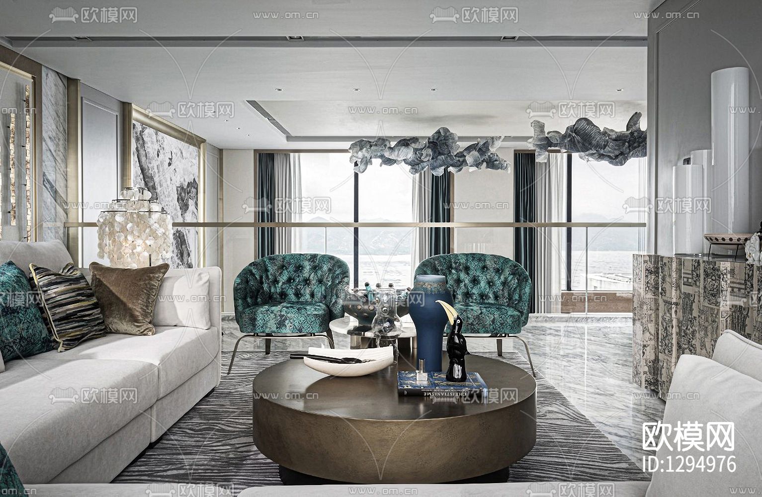 半岛城邦花园顶层复式cad施工图下载（渲染图4）