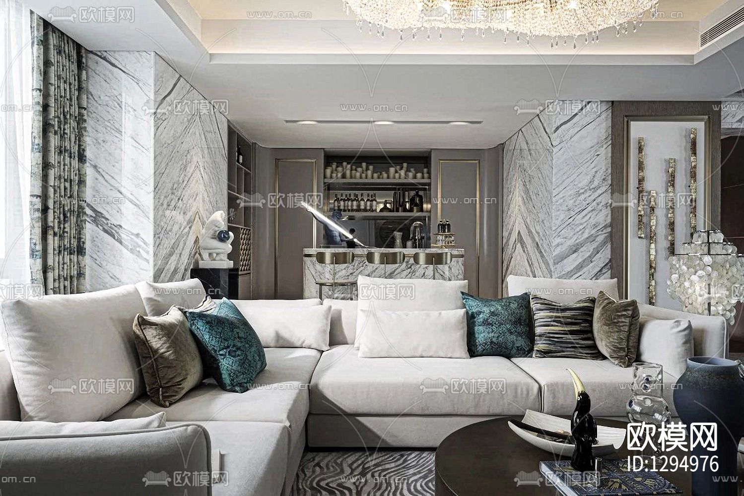 半岛城邦花园顶层复式cad施工图下载（渲染图5）