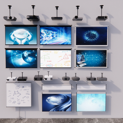  现代投影幕布投影仪su模型 