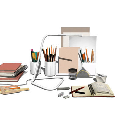  现代笔记本办公文具su模型 