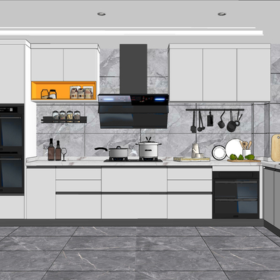  现代厨房su模型 