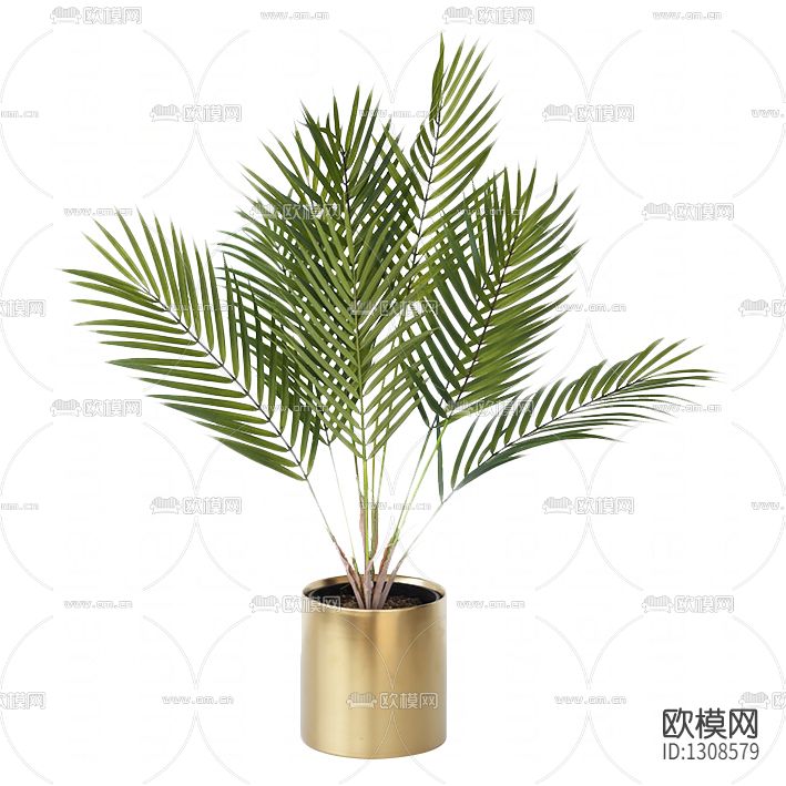 现代轻奢金属盆栽摆放绿植下载