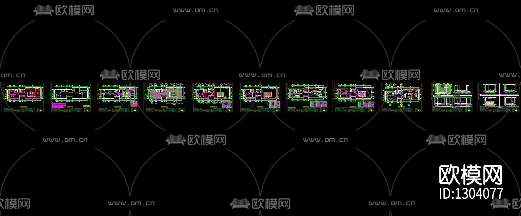 别墅cad施工图下载（渲染图1）