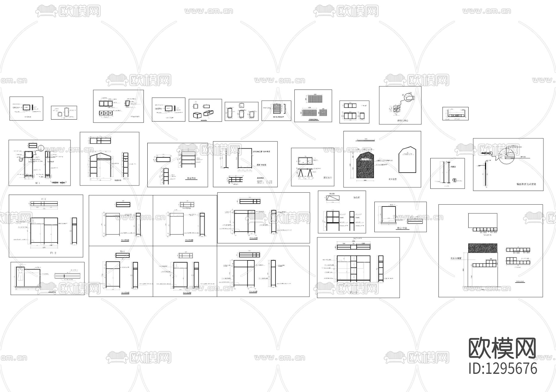 服装店货架展架挂架节点大样下载（渲染图4）
