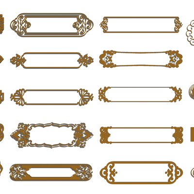  欧式石膏角花腰线隔断线条su模型 