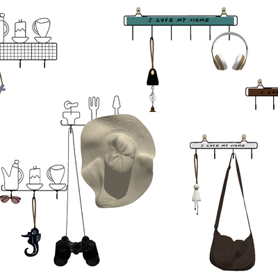  现代帽子衣服挂钩su模型 