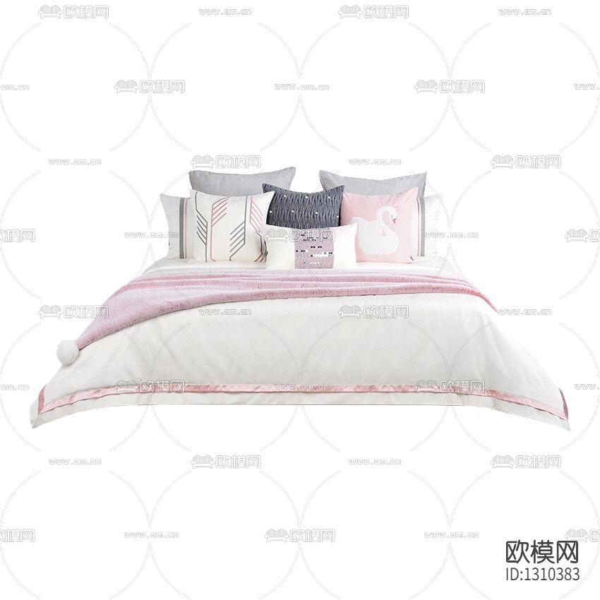 北欧简约粉色布艺床品