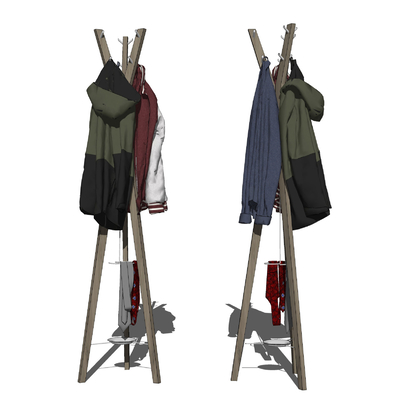  现代挂衣杆衣架su模型 