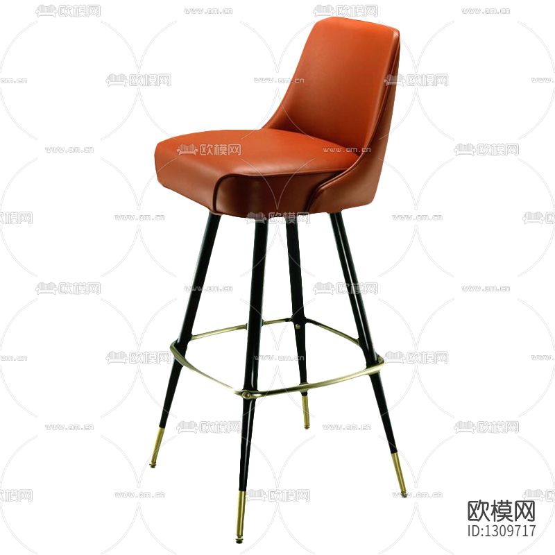 现代轻奢皮革实木吧椅