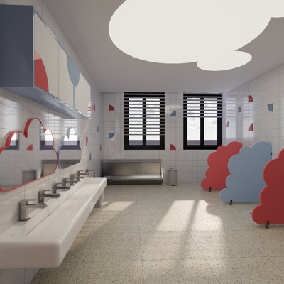  北欧幼儿园卫生间su模型 