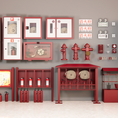  现代消防设备su模型 