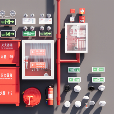  现代消防设备su模型 