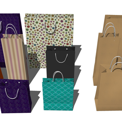  现代手提袋手拎兜纸袋su模型 