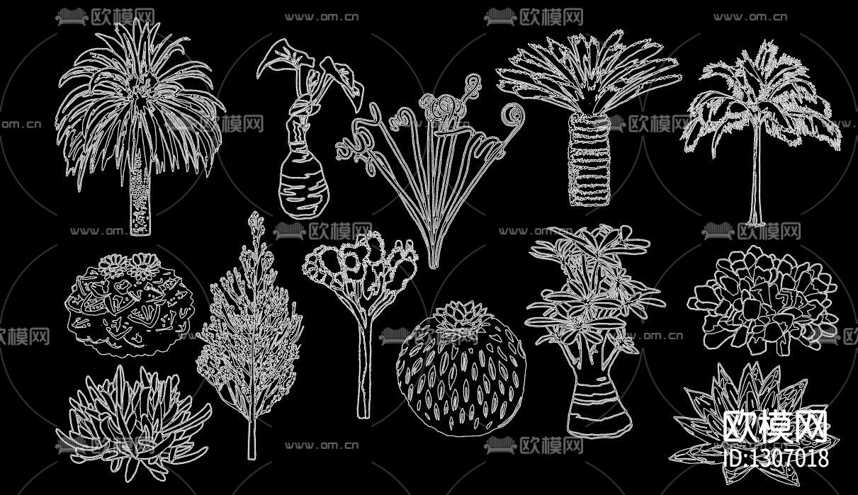 植物装饰素材cad图库下载（渲染图10）