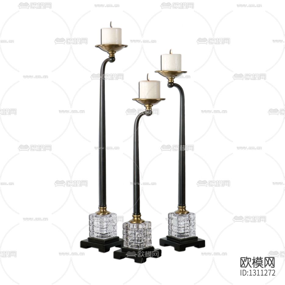 现代轻奢金属玻璃烛台下载