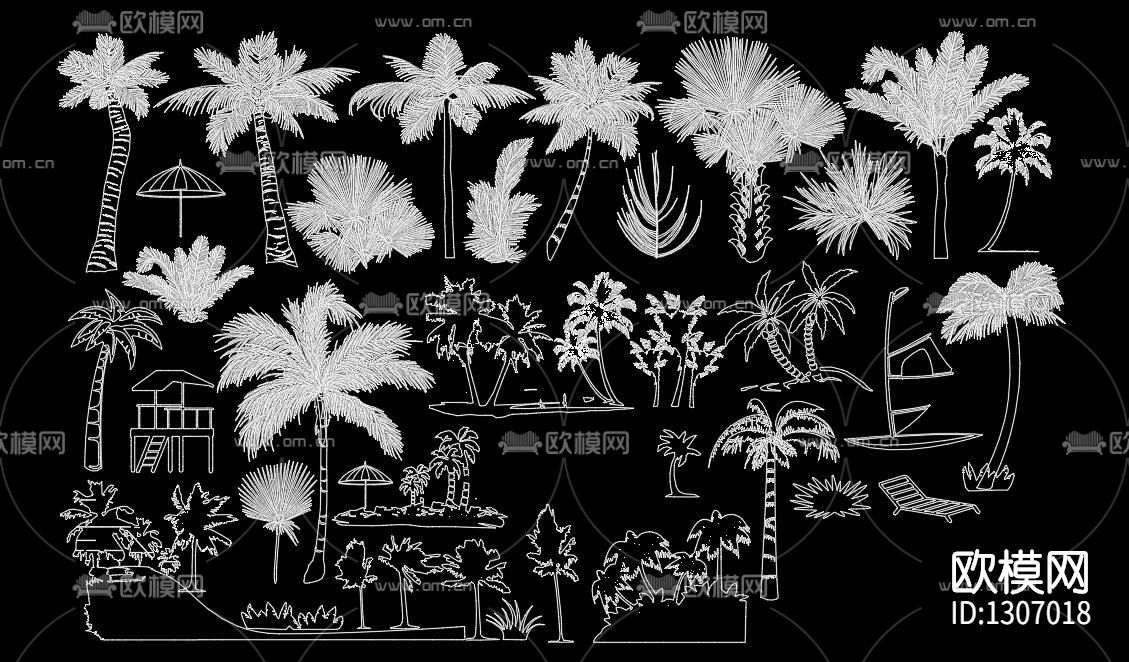 植物装饰素材cad图库下载（渲染图6）