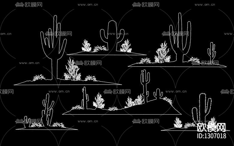 植物装饰素材cad图库下载（渲染图5）