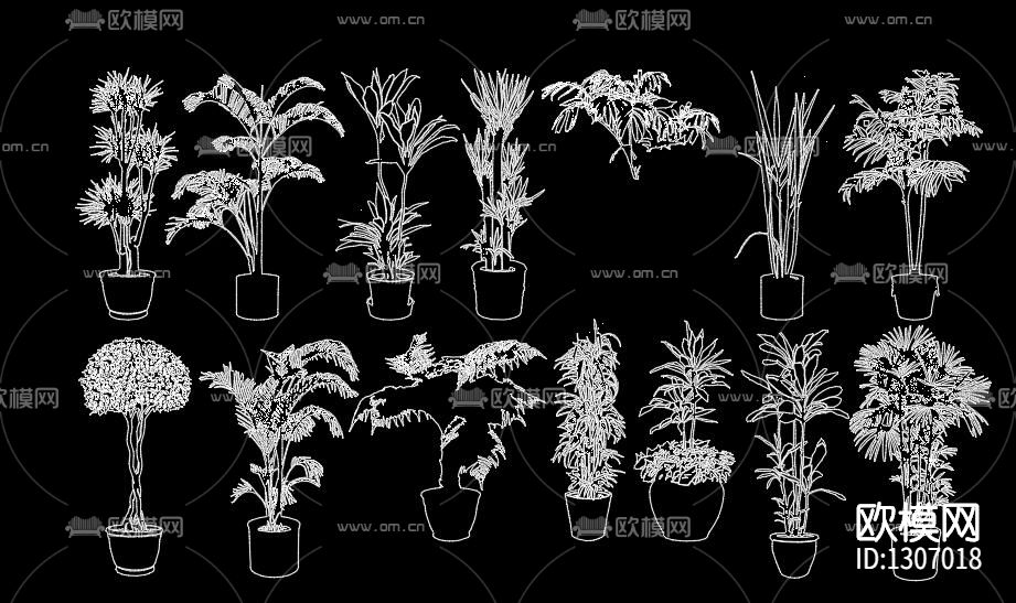植物装饰素材cad图库下载（渲染图2）