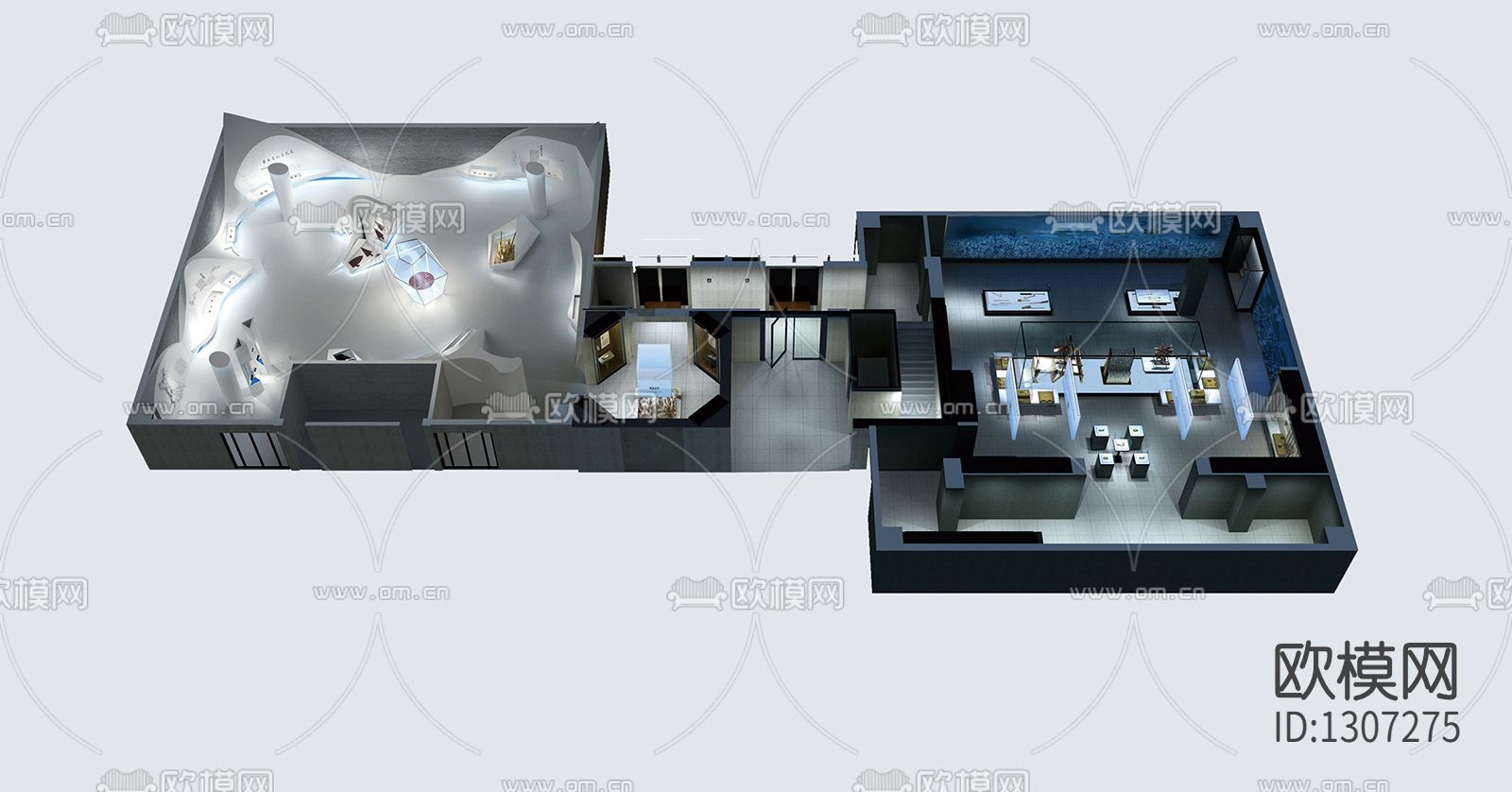 创意展厅cad施工图下载（渲染图1）