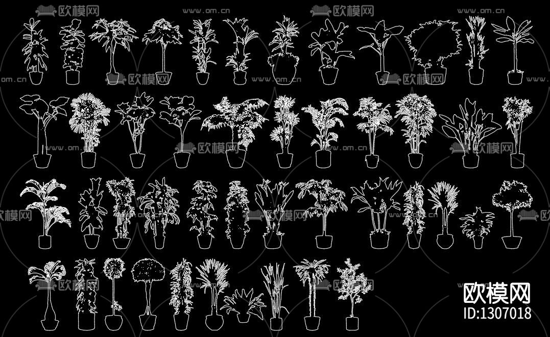 植物装饰素材cad图库下载（渲染图3）