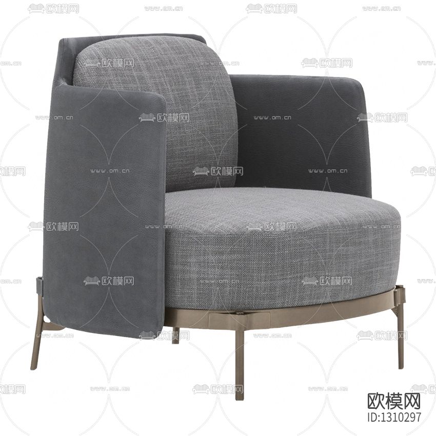 现代轻奢布艺金属休闲单人沙发下载