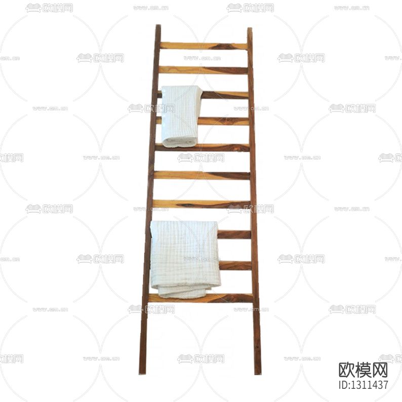 北欧简约实木梯形毛巾架