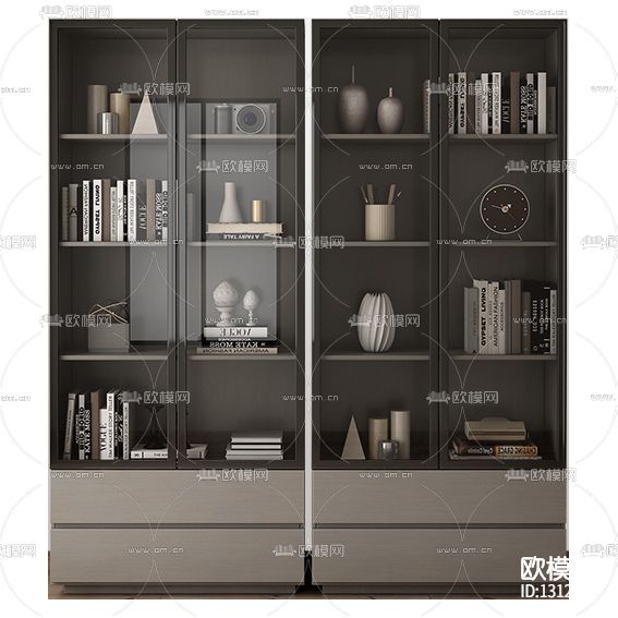 现代轻奢实木书柜下载