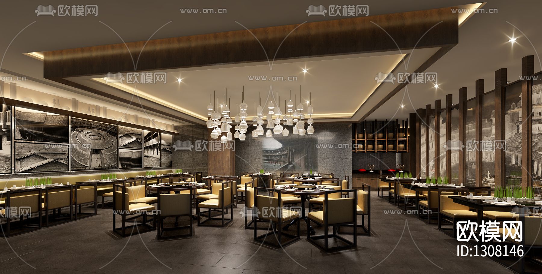 新中式经典客家餐厅cad施工图