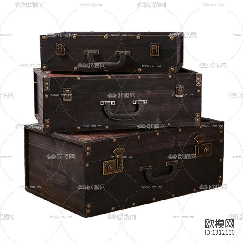 美式复古实木金属收纳箱