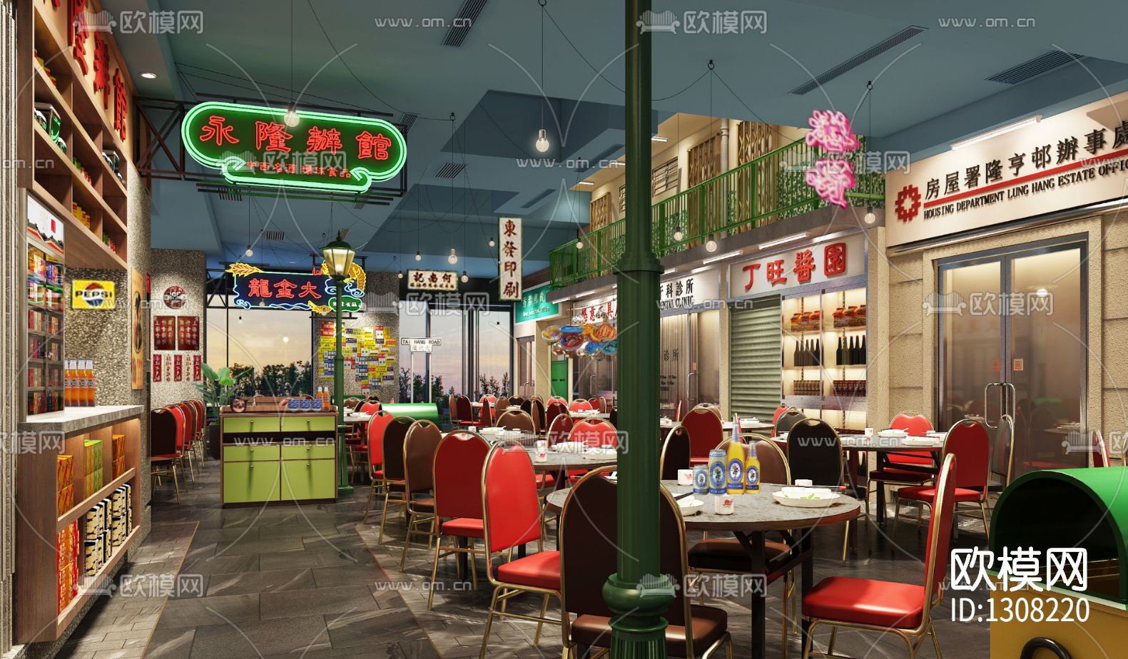 港式海鲜饭店餐厅cad施工图下载（渲染图8）