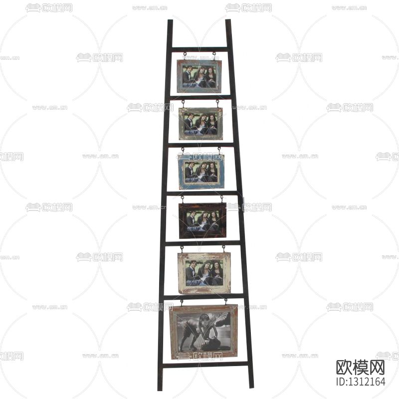 美式实木仿梯子挂画摆件下载