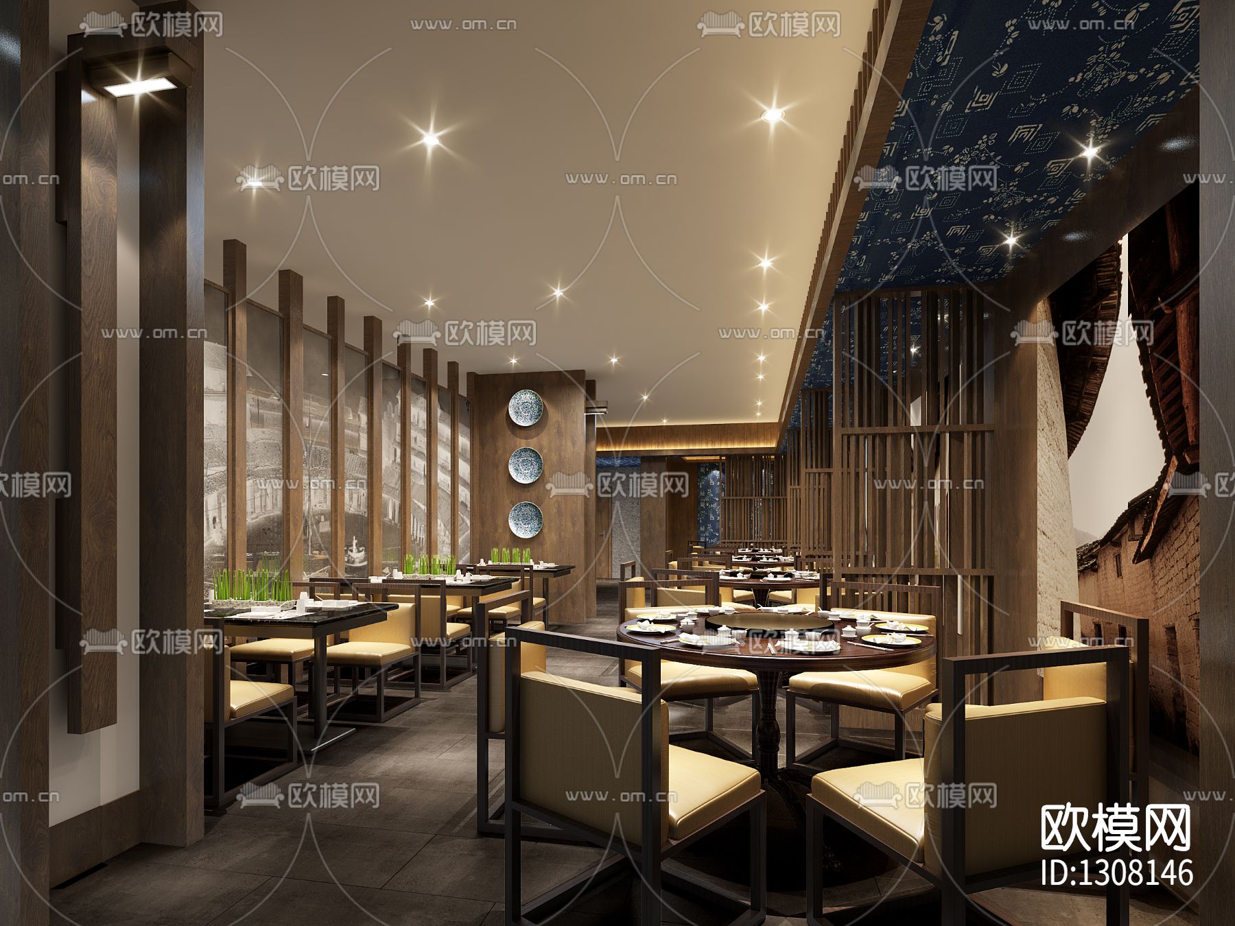 新中式经典客家餐厅cad施工图