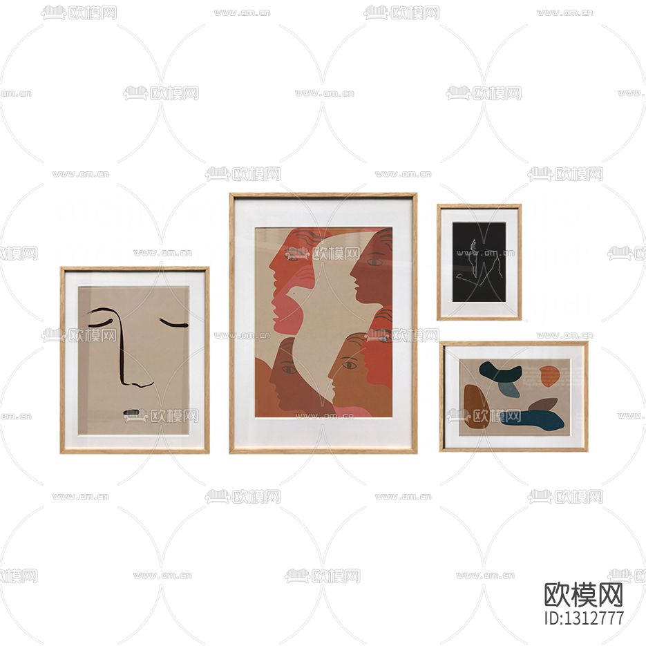 北欧简约抽象人像线条装饰画下载