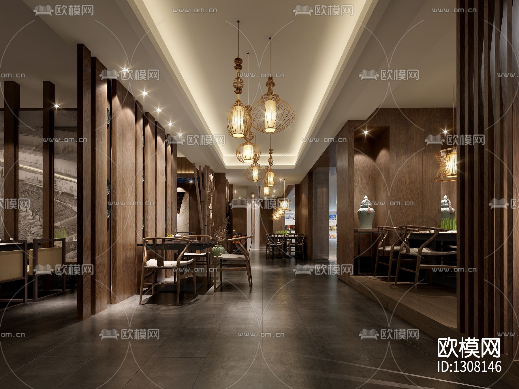 新中式经典客家餐厅cad施工图