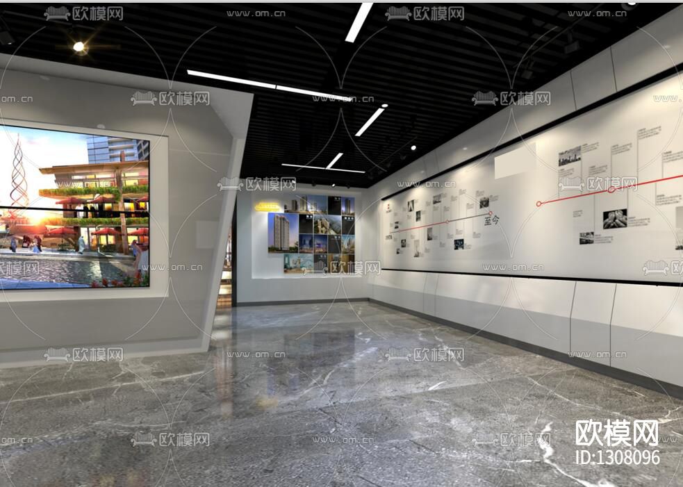 企业科技展厅cad施工图下载（渲染图1）