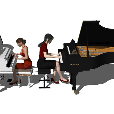  现代钢琴小提琴su模型 