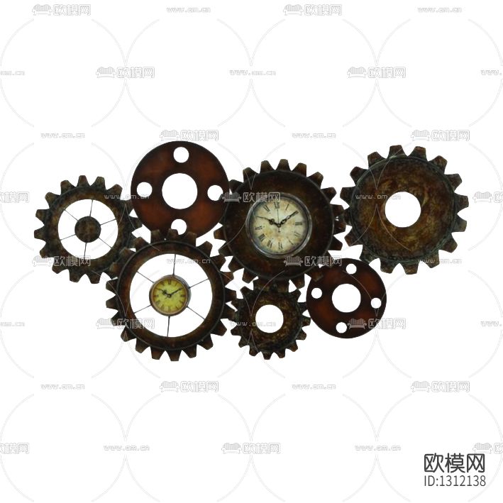 工业风复古金属齿轮挂钟