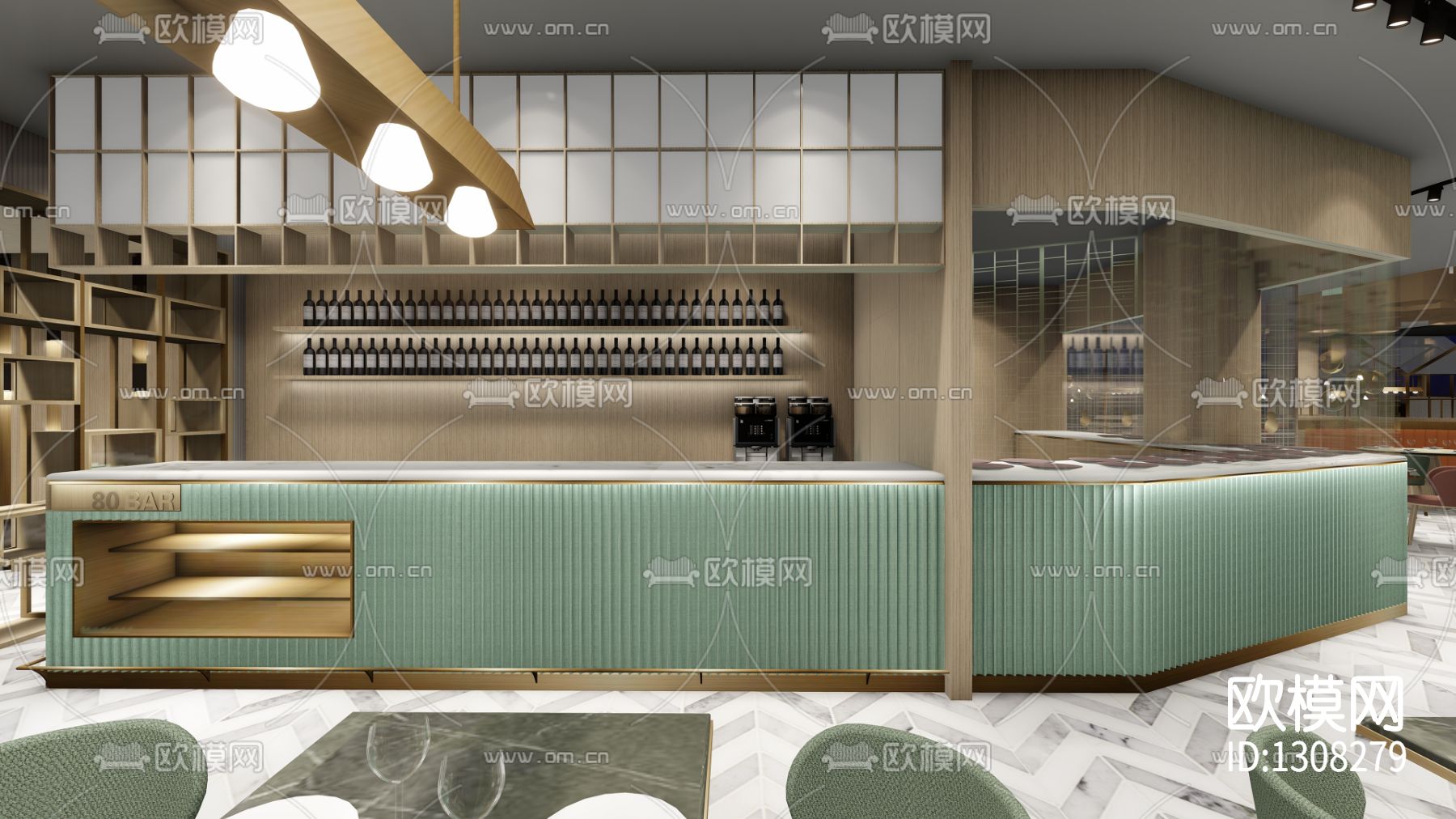 80苏小馆餐厅cad施工图下载（渲染图9）