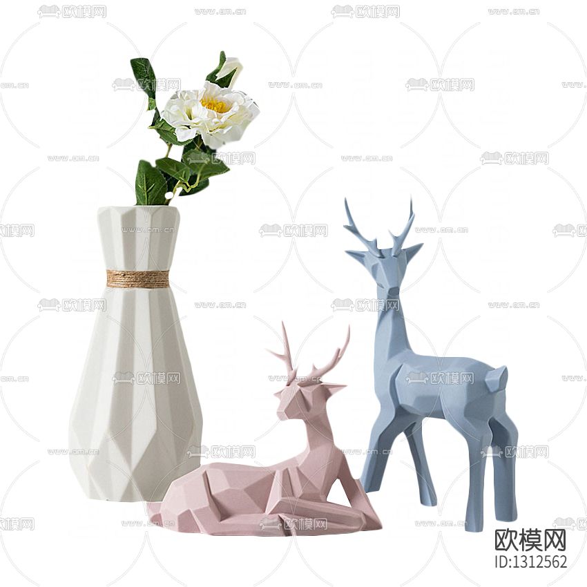 北欧极简几何花瓶动物摆件下载