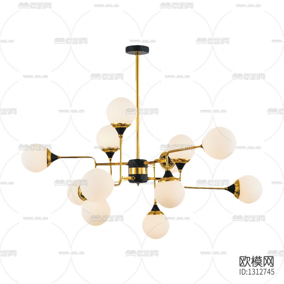 现代轻奢金属玻璃吊灯下载