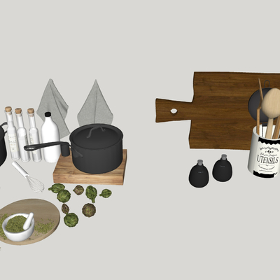  现代厨具餐具su模型 