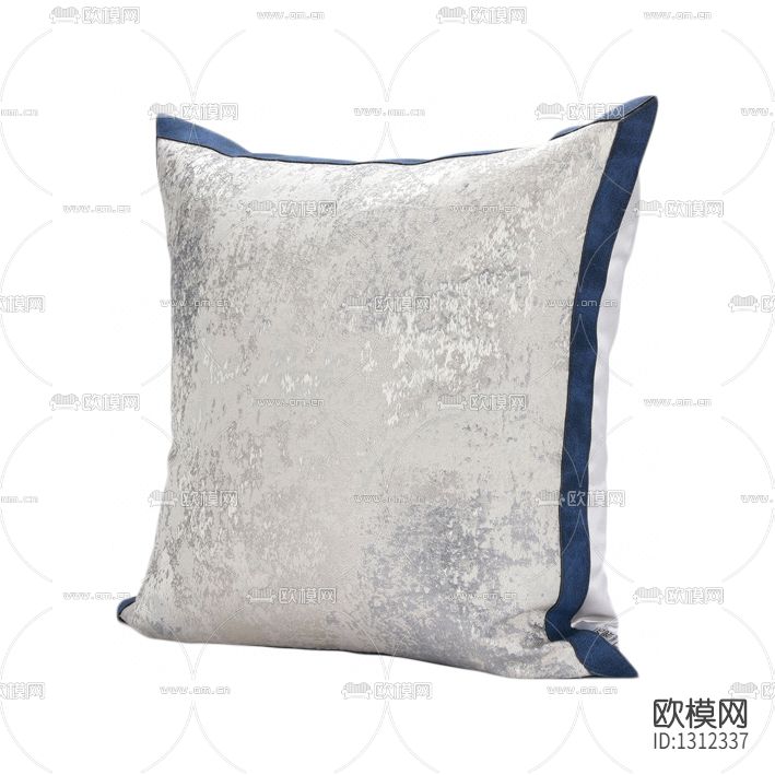 新中式轻奢蓝色摩擦皮拼接抱枕下载（渲染图1）