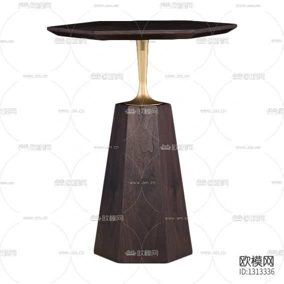 新中式轻奢六边形实木金属边几下载