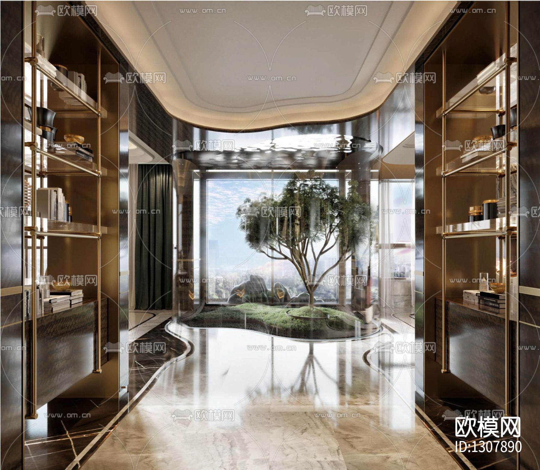 北京懋源·璟玺叠墅样板房cad施工图下载（渲染图1）