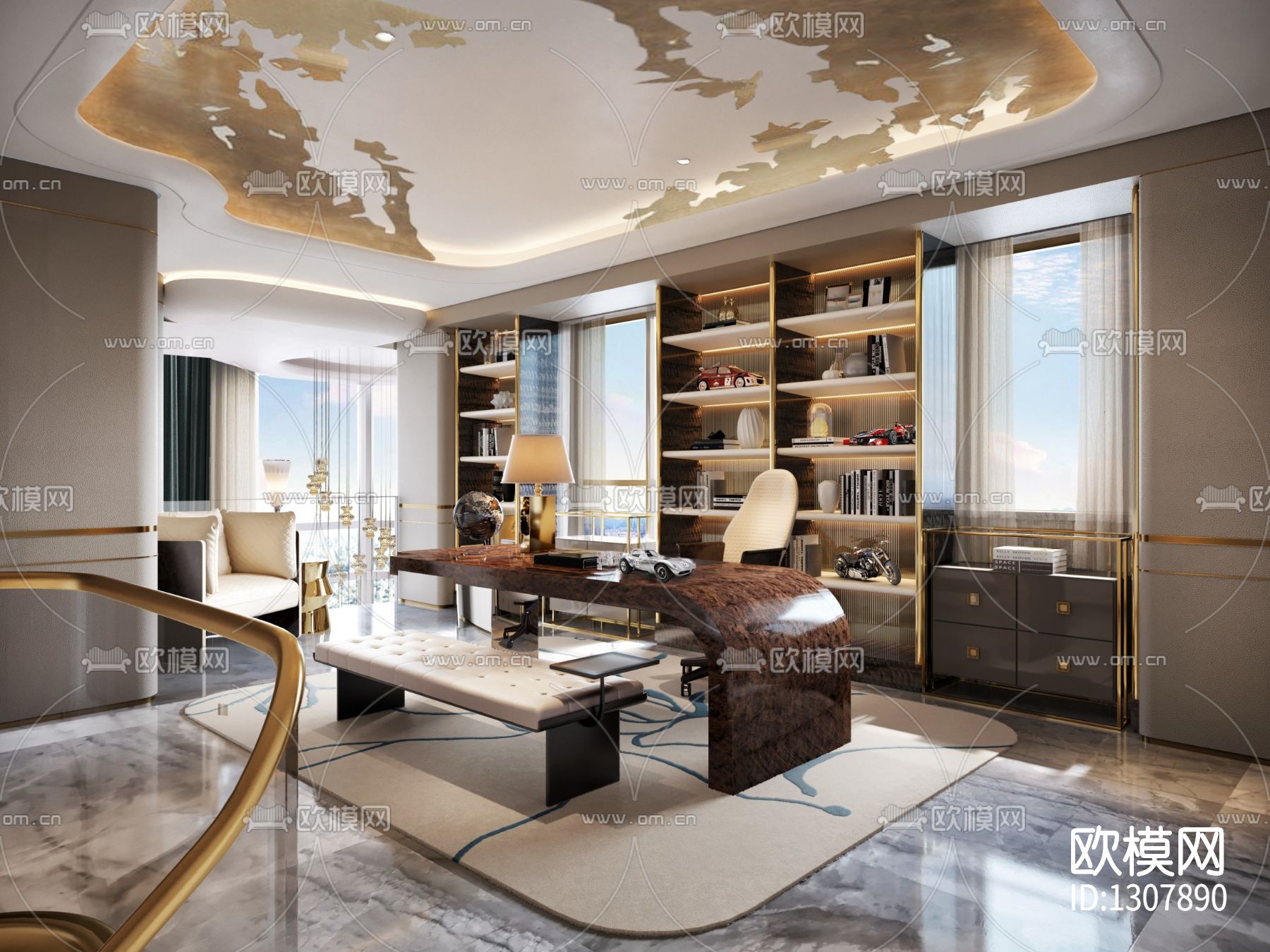 北京懋源·璟玺叠墅样板房cad施工图下载（渲染图7）