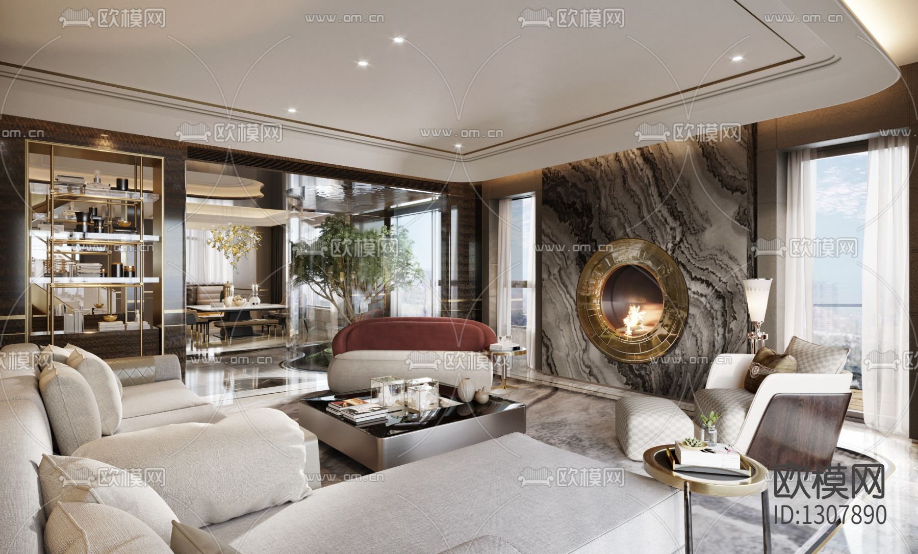 北京懋源·璟玺叠墅样板房cad施工图下载（渲染图9）