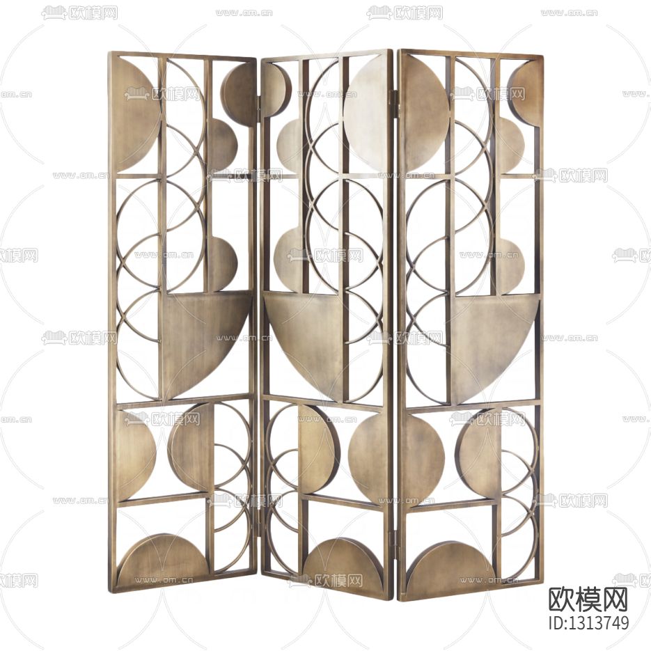 现代轻奢几何金属屏风下载
