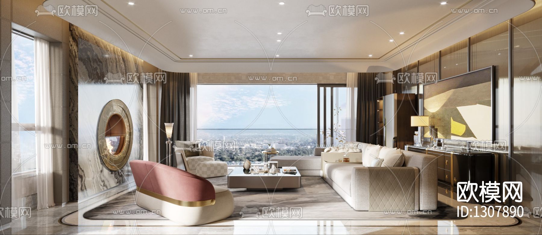 北京懋源·璟玺叠墅样板房cad施工图下载（渲染图2）